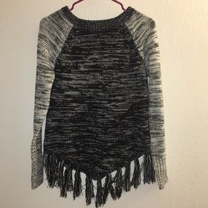 Hollister Fringe Salt and Pepper Knit Sweater
